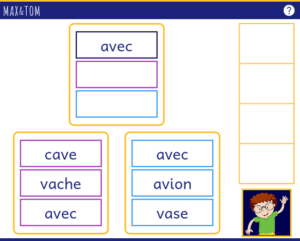 Jeu en ligne pour apprendre à lire - Reconnaître des voisins orthograhiques en v