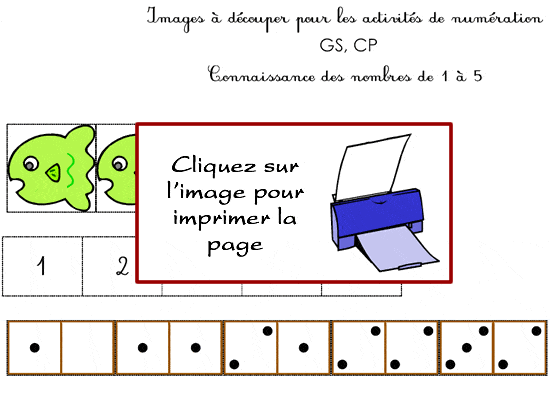 Fiche de numération de 1 à 5 à imprimer