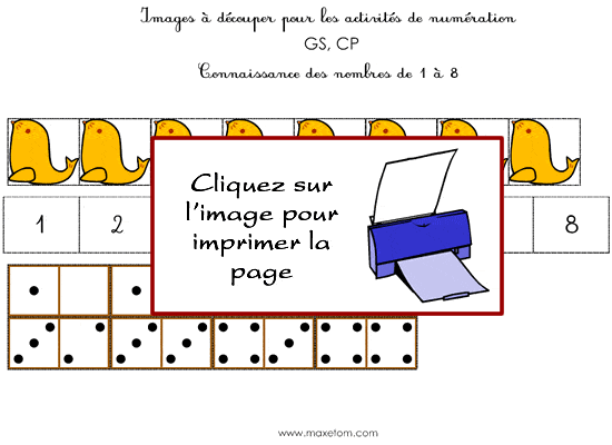 Fiche de numération de 1 à 9 à imprimer