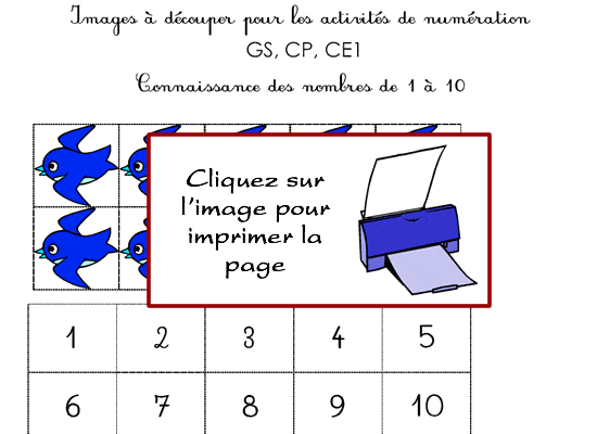 Fiche de numération de 1 à 10