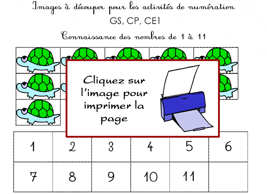 Fiche de numération de 1 à 11