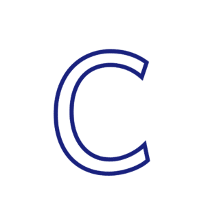 Lettre C majuscule script à imprimer et décorer