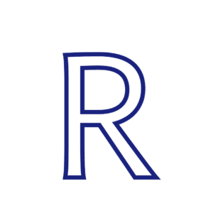 Lettre R majuscule script à imprimer et décorer